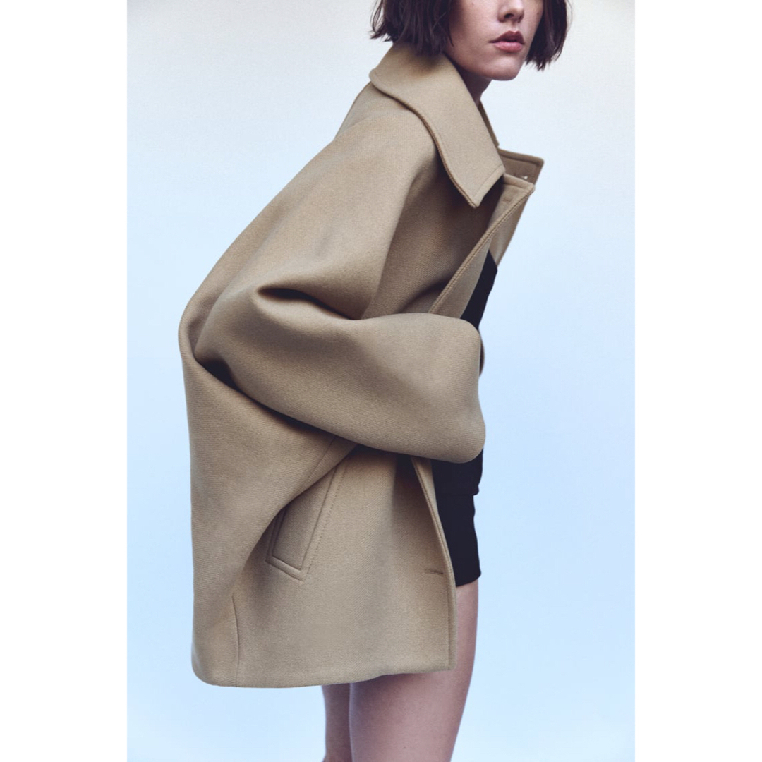 ZARA - ZARA ショート ウールブレンド コート ゴールデン ZARA - ZARA ショート ウールブレンド コート ゴールデン