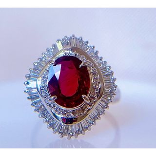 【新品鑑別付】2.06ct★上質ルビー1.03ctダイヤモンドプラチナリング指輪(リング(指輪))