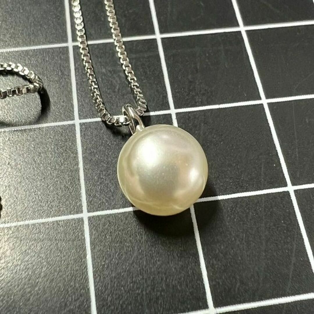 C271 匿名配送 一粒パールネックレス シルバー s925 シンプル 上品 レディースのアクセサリー(ネックレス)の商品写真