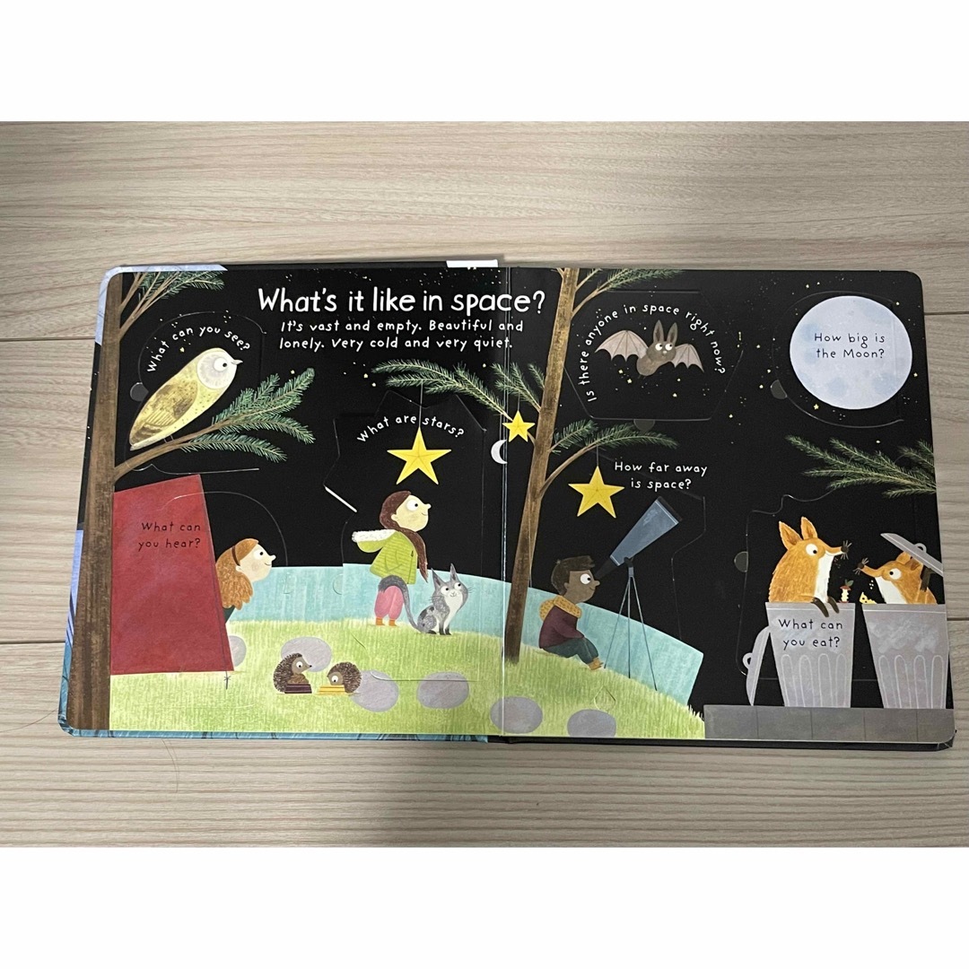 英語絵本　仕掛け絵本　usborne what's like in space エンタメ/ホビーの本(洋書)の商品写真