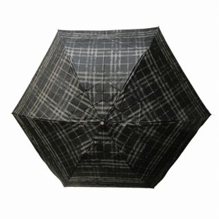 バーバリー(BURBERRY)のバーバリー 折り畳み傘 雨傘 ノバチェック 花柄 ロゴ 灰 ダークグレー 系(傘)