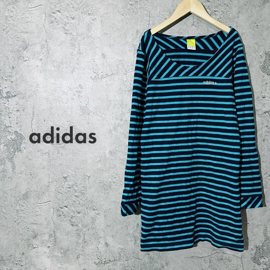 adidas(アディダス)のadidas アディダス カットソー 長袖 トップス ルームウェア ボーダー L レディースのトップス(Tシャツ(長袖/七分))の商品写真