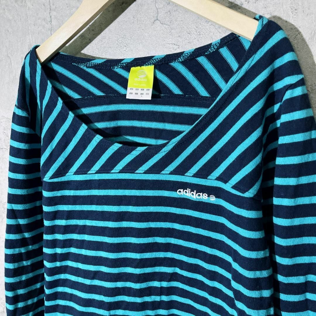 adidas(アディダス)のadidas アディダス カットソー 長袖 トップス ルームウェア ボーダー L レディースのトップス(Tシャツ(長袖/七分))の商品写真