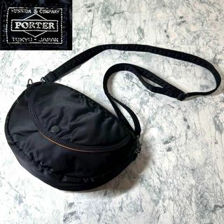 ポーター(PORTER)の美品　ポーター　ショルダーポシェット　フラップ　スナップボタン　ブラック(ショルダーバッグ)