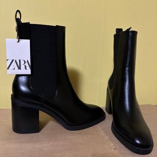 ZARA コントラストフラット　ロングブーツ　35 22.8cm