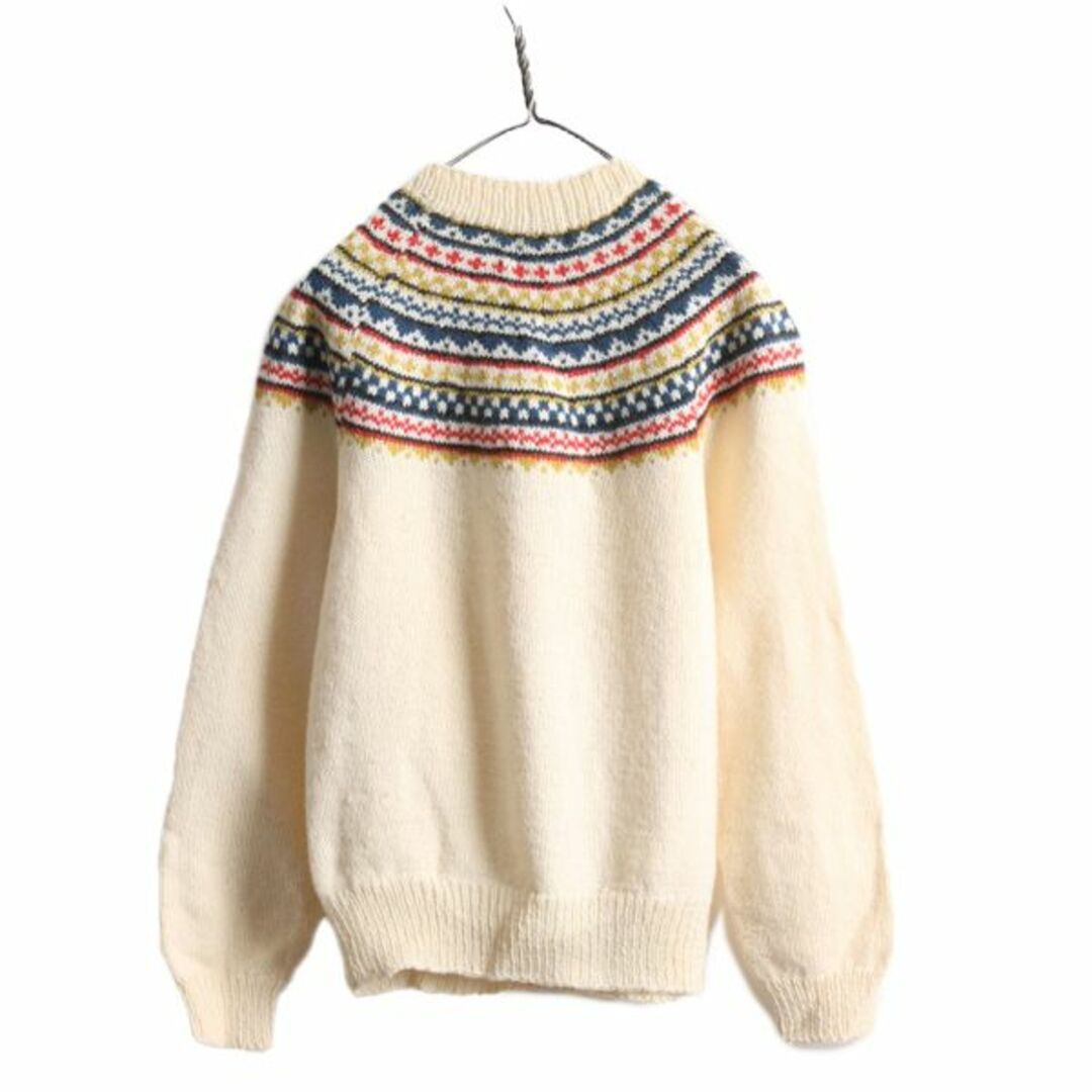 60s 70s 手編み ラウンドヨーク ノルディック ハンドニット 60s 70s 手編み ラウンドヨーク ノルディック ハンドニット