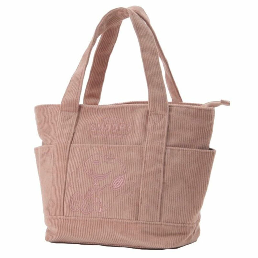 【色: ピンク】スヌーピー トートバッグ コーデュロイ マザーズバッグ 大容量バッグ