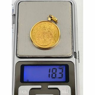 メキシコ 20ペソ 金貨 ネックレス トップ アステカ太陽の石 AU900 (貨幣)