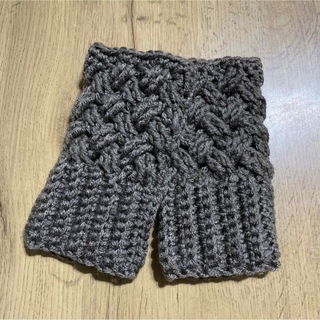 ハンドウォーマー　手編み　ブラウン(手袋)