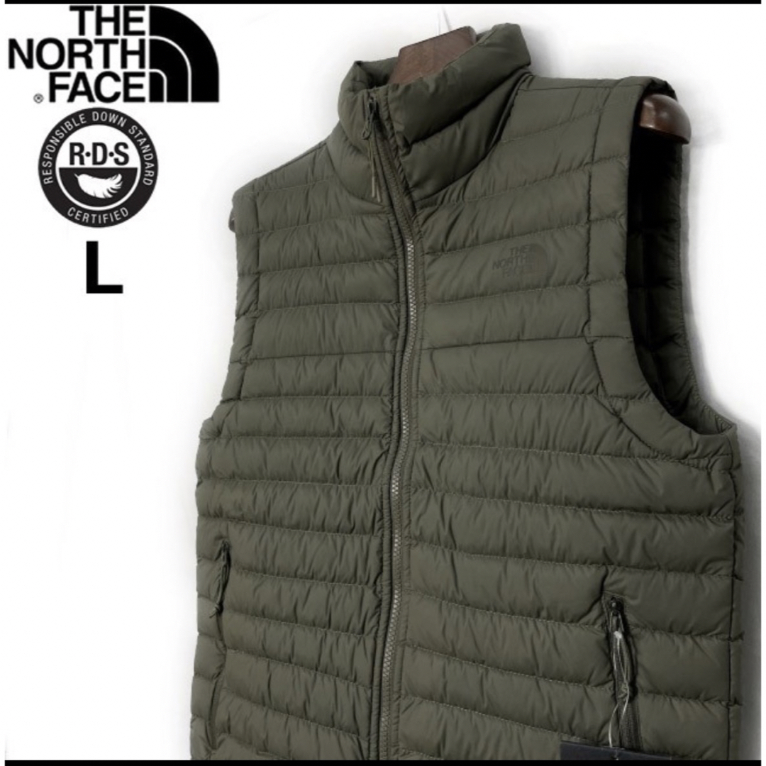 ダウンベストTHE NORTH FACE US限定 RDS 軽量(USサイズL)緑 カーキ