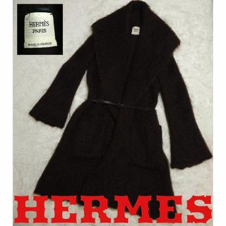 エルメス(Hermes)の極美品　 HERMES エルメス　   シルク×モヘアコートベルト付(ロングコート)