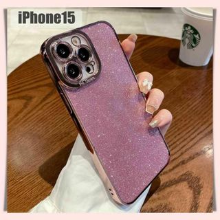 アイフォーン(iPhone)のiPhone15 ケース グリッター ピンク キラキラ ソフトケース　クリア(iPhoneケース)