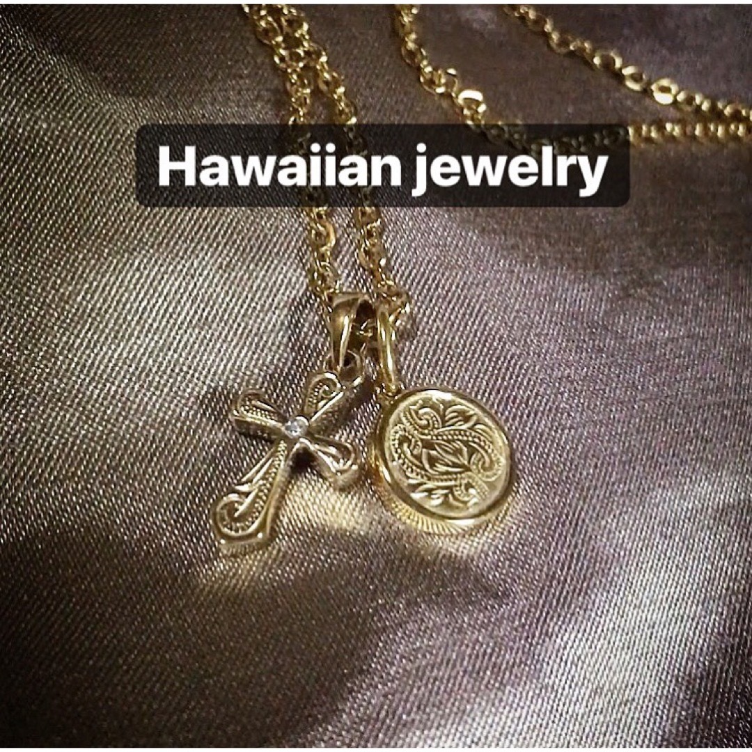 ハワイアンジュエリー ネックレス クロス メダル コイン メンズ レディース10cm約44cm