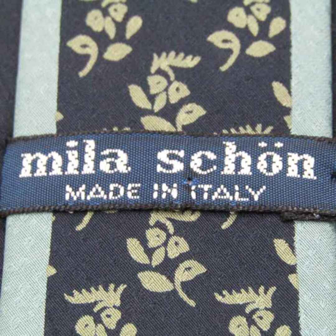 mila schon(ミラショーン)のミラショーン ブランドネクタイ パネル柄 花柄 リーフ柄 シルク イタリア製 メンズ ネイビー mila schon メンズのファッション小物(ネクタイ)の商品写真