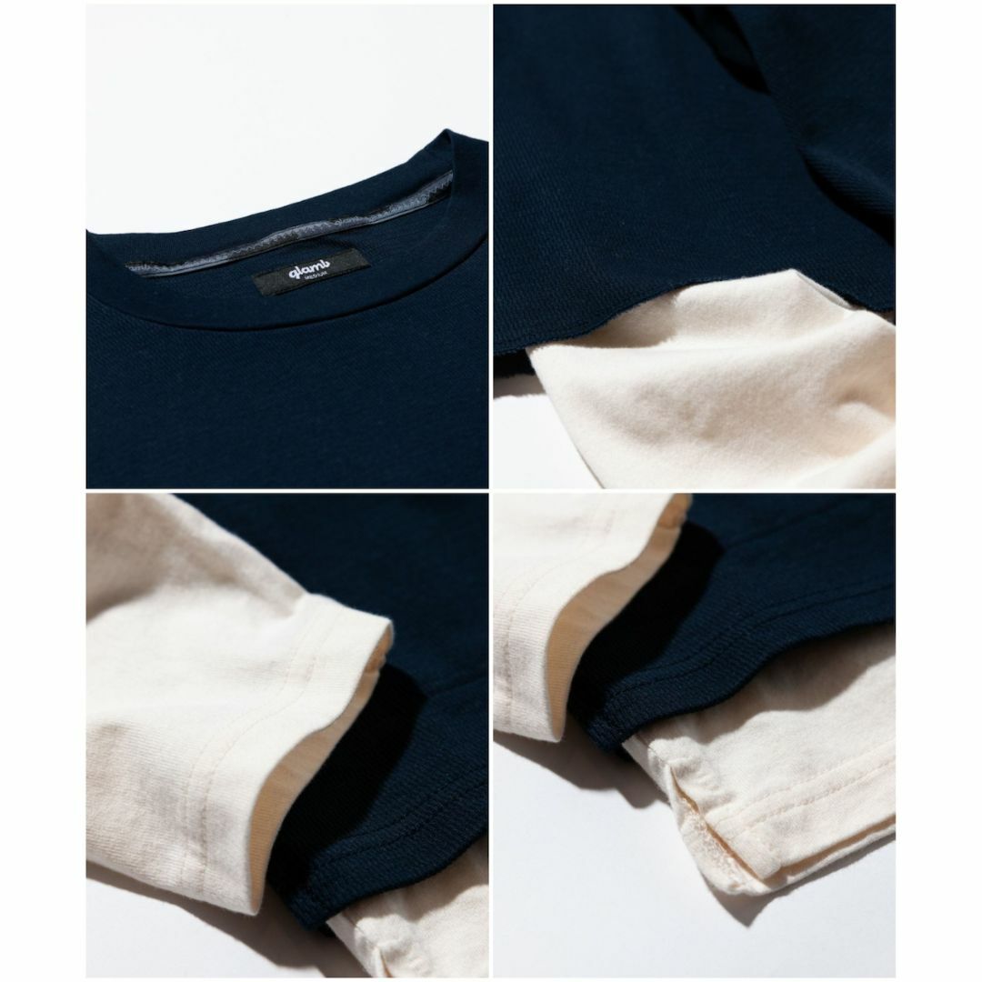 glamb(グラム)のglamb Oversized Fake Layered CS ネイビー S メンズのトップス(Tシャツ/カットソー(七分/長袖))の商品写真