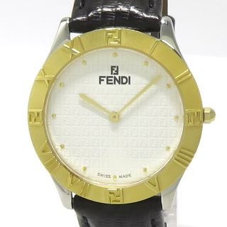 フェンディ(FENDI)のFENDI メンズ 腕時計 クオーツ SS GP レザー アイボリー文字盤(腕時計(アナログ))