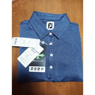 フットジョイ(FootJoy)のFOOT JOY フットジョイ  長袖ポロシャツ 千鳥 ブルー系 M ゴルフウェ(ウエア)