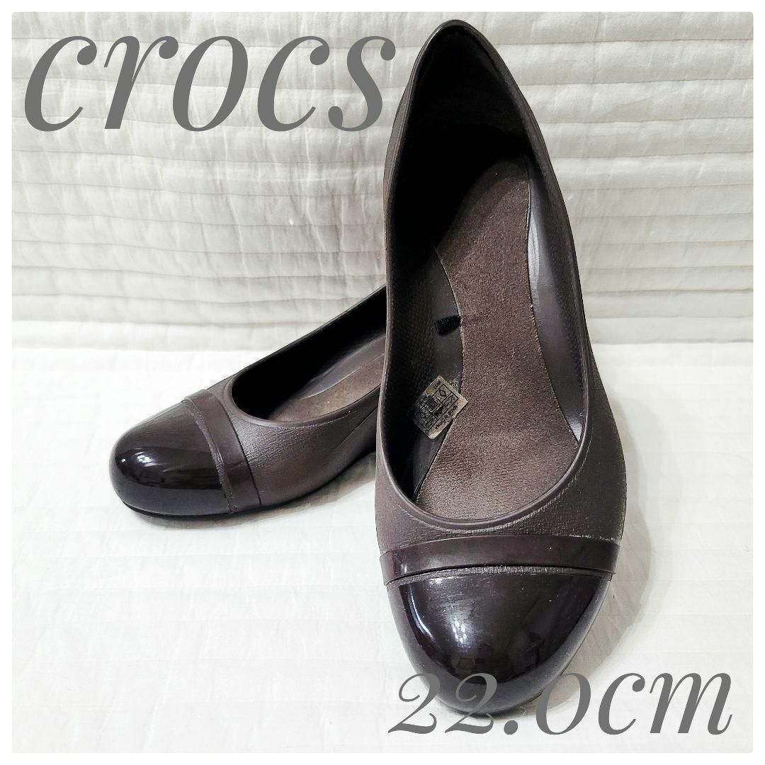 crocs(クロックス)の極美品 crocs クロックス パンプス ウェッジソール W6  ダークブラウン レディースの靴/シューズ(レインブーツ/長靴)の商品写真