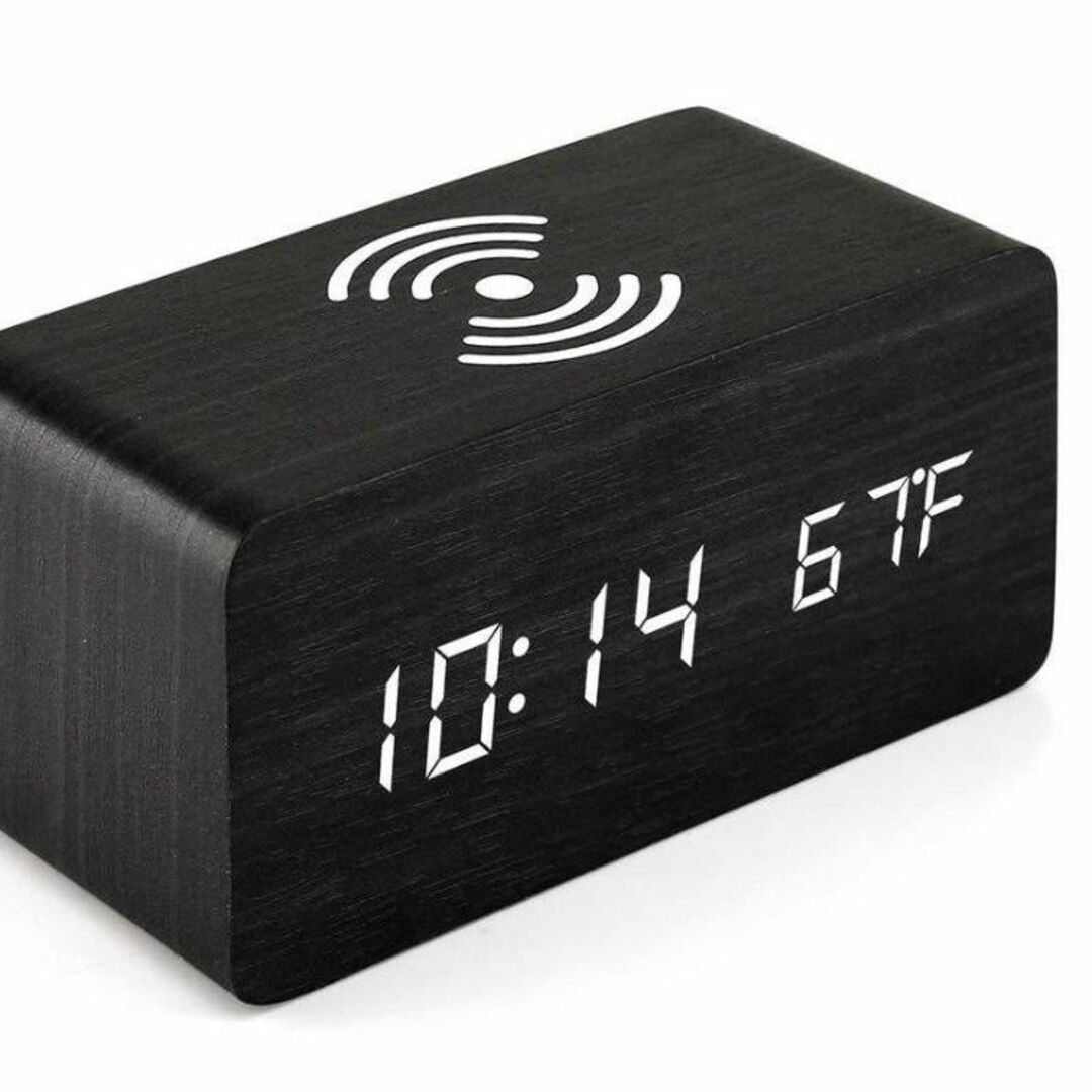インテリアアイテム  置き時計 ブラック スマホ充電可　トレンド デザイン インテリア/住まい/日用品のインテリア小物(置時計)の商品写真