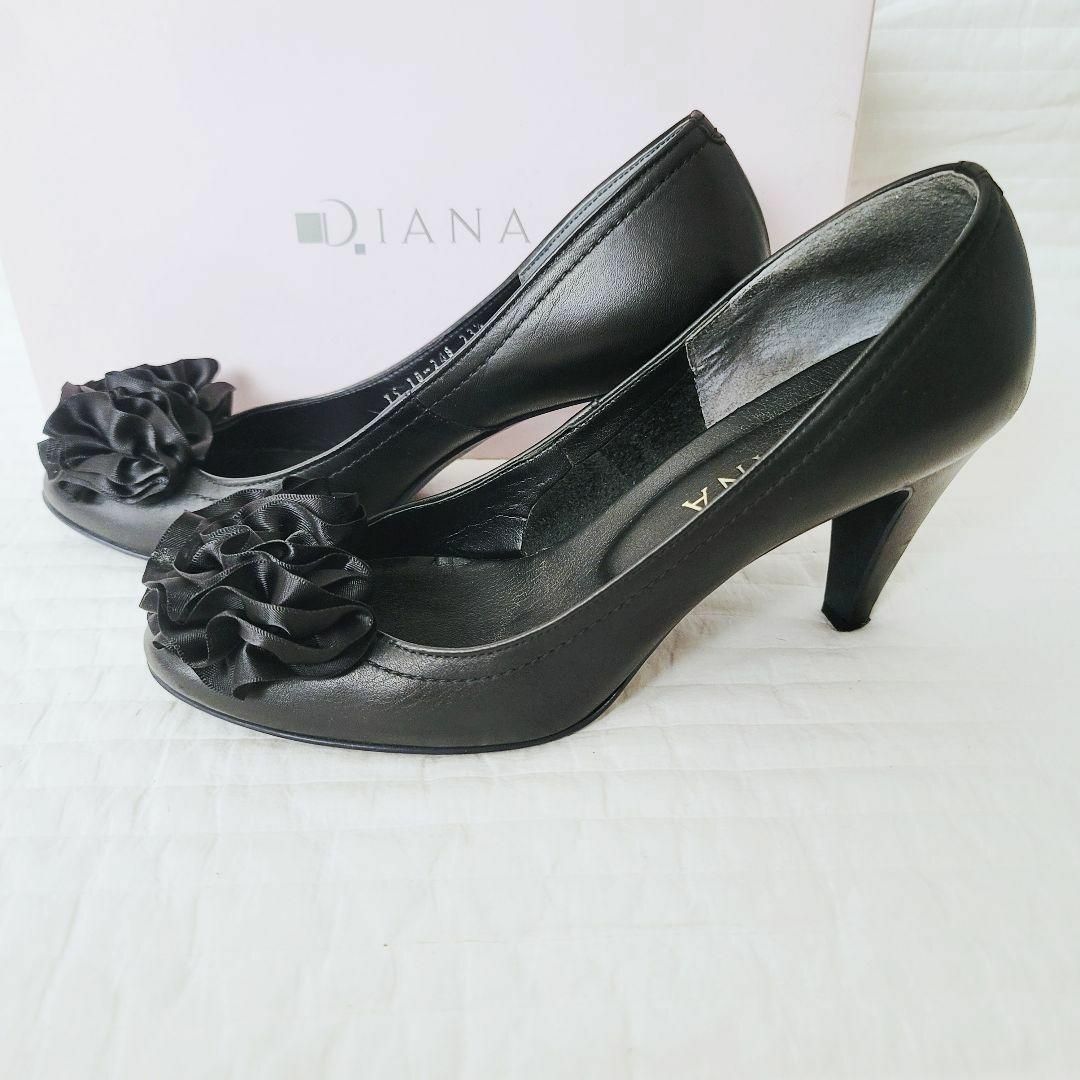 DIANA(ダイアナ)の極美品 DIANA ダイアナ フリル パンプス 日本製 ブラック 23.5cm レディースの靴/シューズ(ハイヒール/パンプス)の商品写真