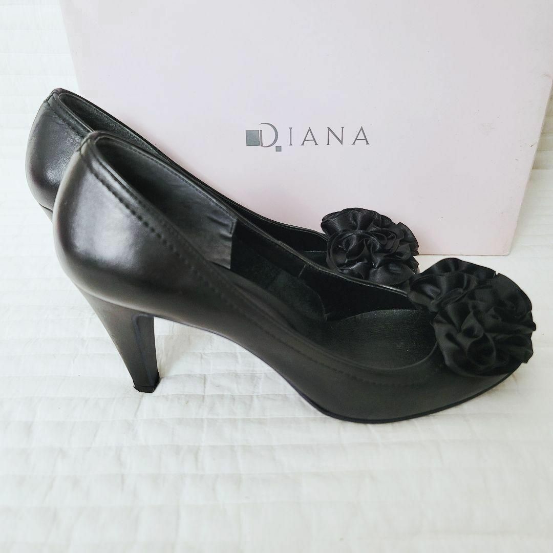 極美品 DIANA ダイアナ フリル パンプス 日本製 ブラック 23.5cm