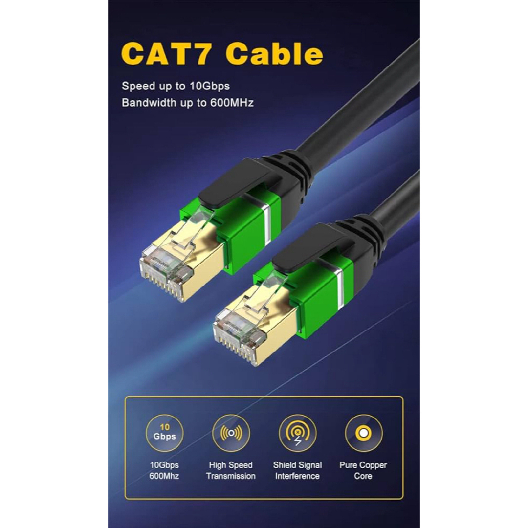 LANケーブル 2M CAT7 カテゴリー７ イーサネットケーブル ギガビット スマホ/家電/カメラのテレビ/映像機器(映像用ケーブル)の商品写真