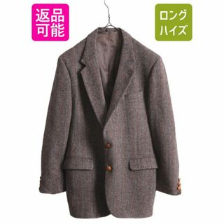 ハリスツイード(Harris Tweed)の80s USA製 ハリスツイード テーラード ジャケット メンズ L 古着 80年代 ヴィンテージ ブレザー ツイード ウール ヘリンボーン ストライプ(テーラードジャケット)