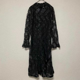 x56 Fashion シアーレースワンピース ラメ 上品 総レース(ひざ丈ワンピース)