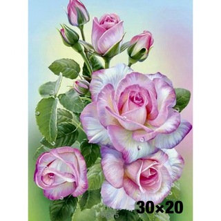 ダイヤモンドアート　ピンクの薔薇　30×20  (アート/写真)
