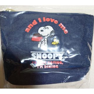 スヌーピー(SNOOPY)のスヌーピー　船形ポーチ　舟形ポーチ　ポーチ　デニム風　レッド　刺繍(キャラクターグッズ)