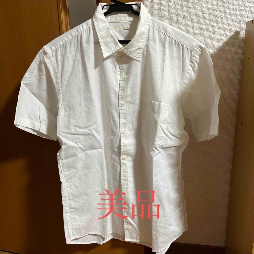 GU(ジーユー)のジーユー GU リネンブレンドシャツ  半袖 M ホワイト メンズ メンズのトップス(シャツ)の商品写真
