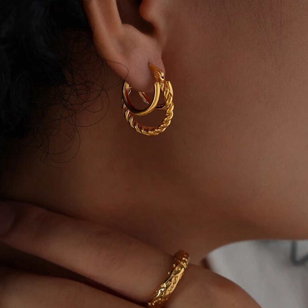 Ameri VINTAGE(アメリヴィンテージ)のTriple mix hoop pierce No.970 レディースのアクセサリー(ピアス)の商品写真