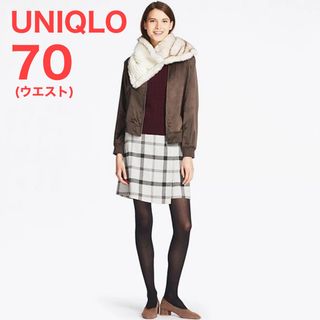 UNIQLO - 《新品》UNIQLO C ネイビー L プレミアムラムミニスカートの