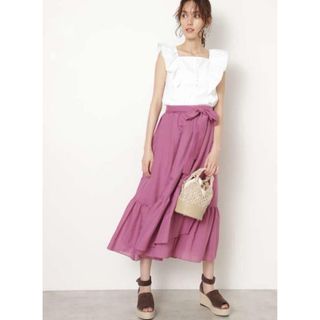 ジルスチュアート(JILLSTUART)の新品　ジルスチュアート　ステラスカート　ピンク　ティアード　ロングスカート(ロングスカート)