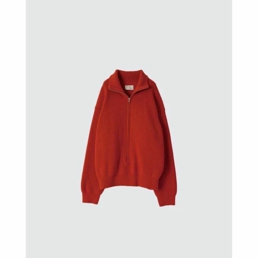 23AW YOKE 3/4 FRONT ZIP RIB SWEATER 2