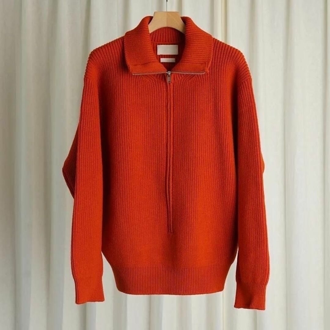 23AW YOKE 3/4 FRONT ZIP RIB SWEATER 2