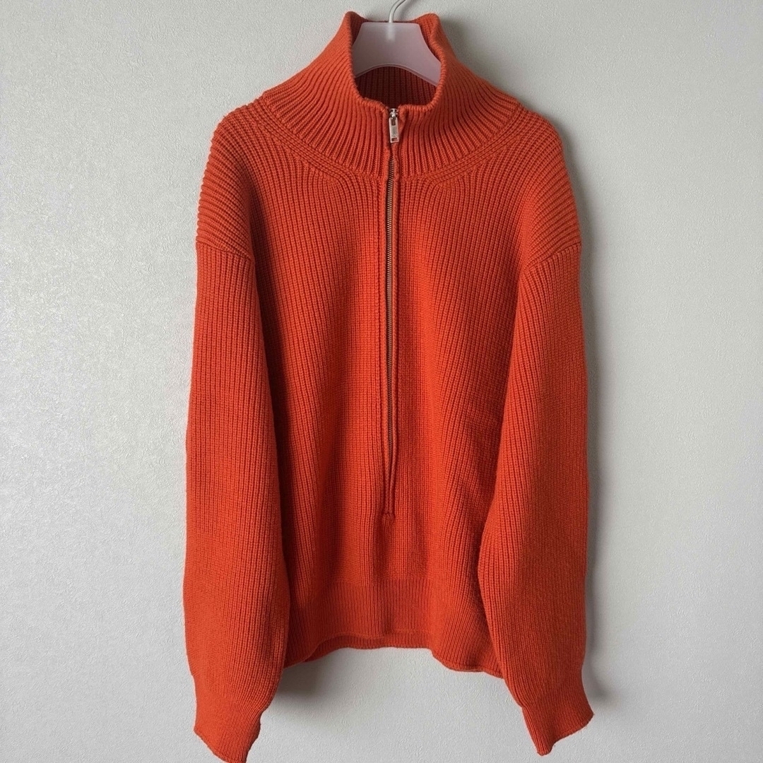 23AW YOKE 3/4 FRONT ZIP RIB SWEATER 2