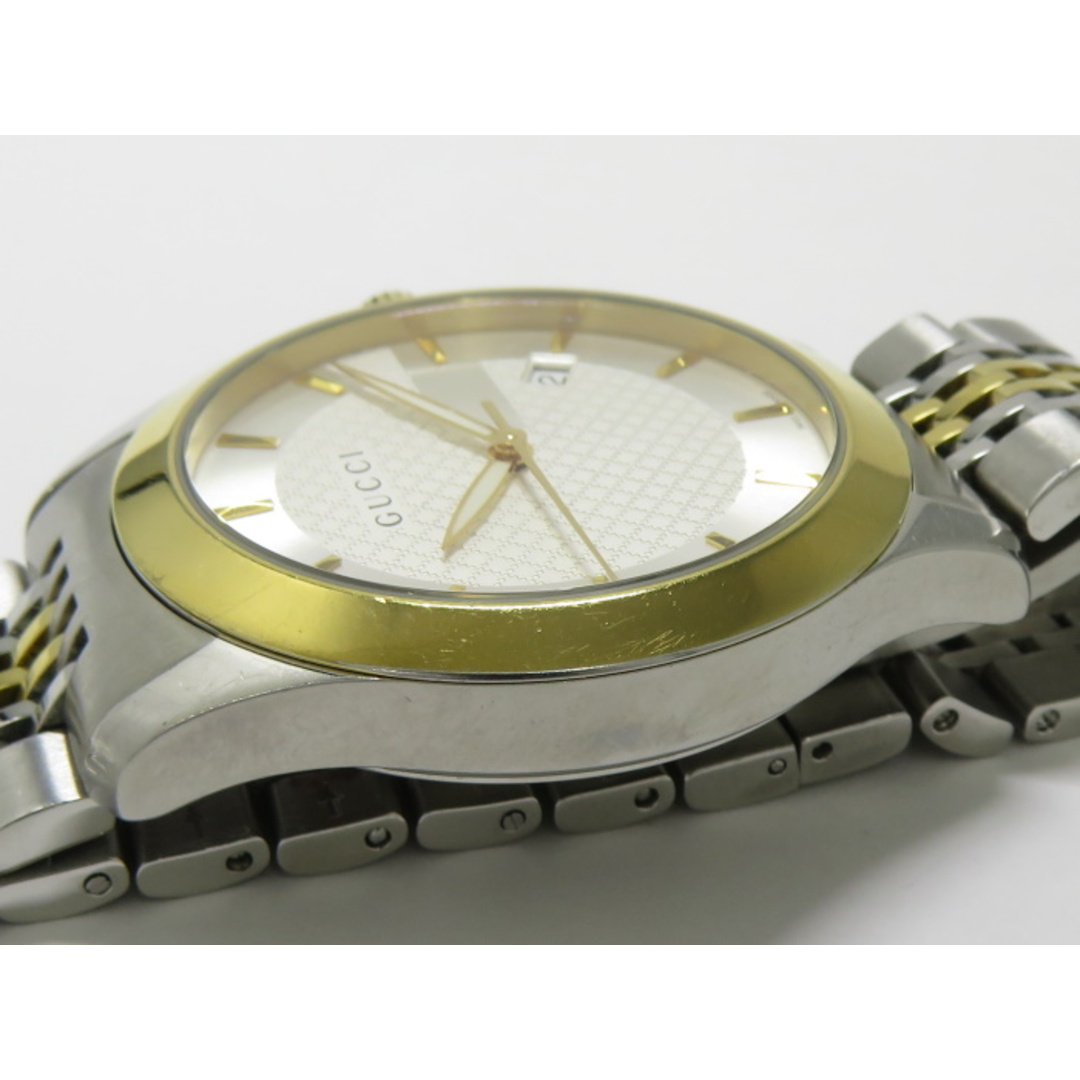 Gucci(グッチ)のGUCCI Gタイムレス メンズ 腕時計 クオーツ SS GP シルバー文字盤 メンズの時計(腕時計(アナログ))の商品写真