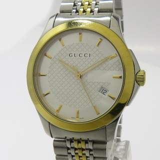 グッチ(Gucci)のGUCCI Gタイムレス メンズ 腕時計 クオーツ SS GP シルバー文字盤(腕時計(アナログ))