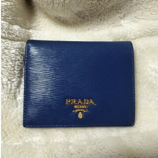プラダ(PRADA)のPRADA プラダ 二つ折り財布 ネイビー コンパクト財布(財布)