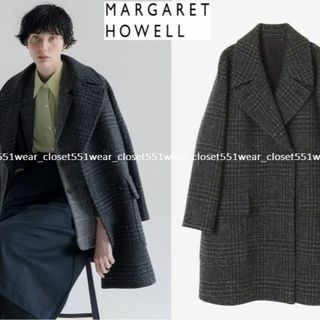 MARGARET HOWELL - 2019美品マーガレットハウエル☆ラージプリンスチェック ウールオーバーコート1