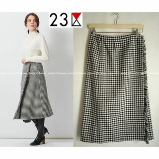 23区 - 美品 23区 LOCHCARRON チェック柄 ひざ丈スカート 黒 白 グレー