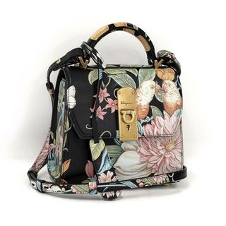 フェラガモ(Ferragamo)のSalvatore Ferragamo ショルダーバッグ 花柄 レザー ブラック(ショルダーバッグ)