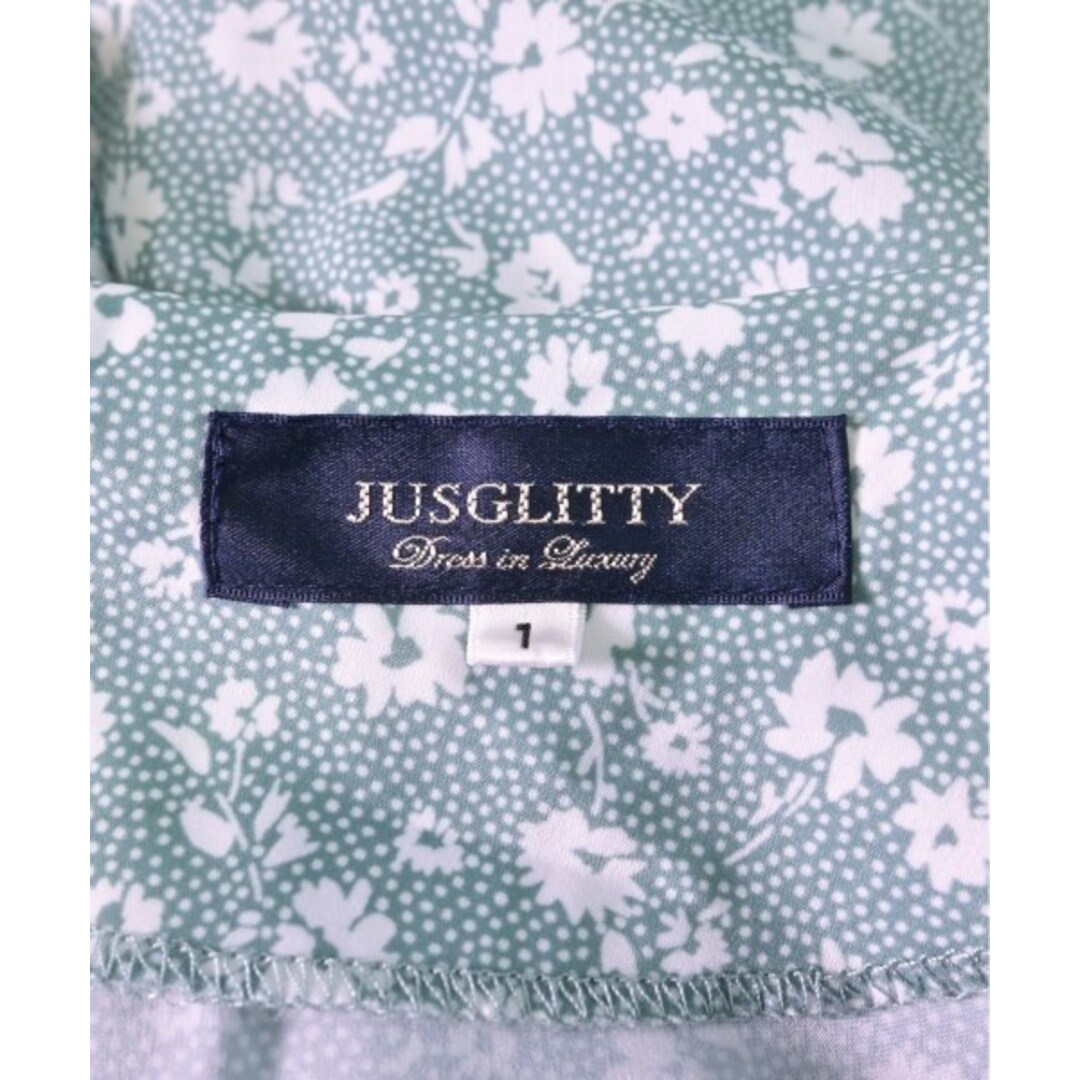 JUSGLITTY(ジャスグリッティー)のJUSGLITTY ジャスグリッティ ワンピース 1(S位) 水色x白(花柄) 【古着】【中古】 レディースのワンピース(ひざ丈ワンピース)の商品写真