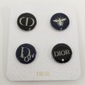 Christian Dior ピンバッチ ロゴ シルバー ブラック ネイビー