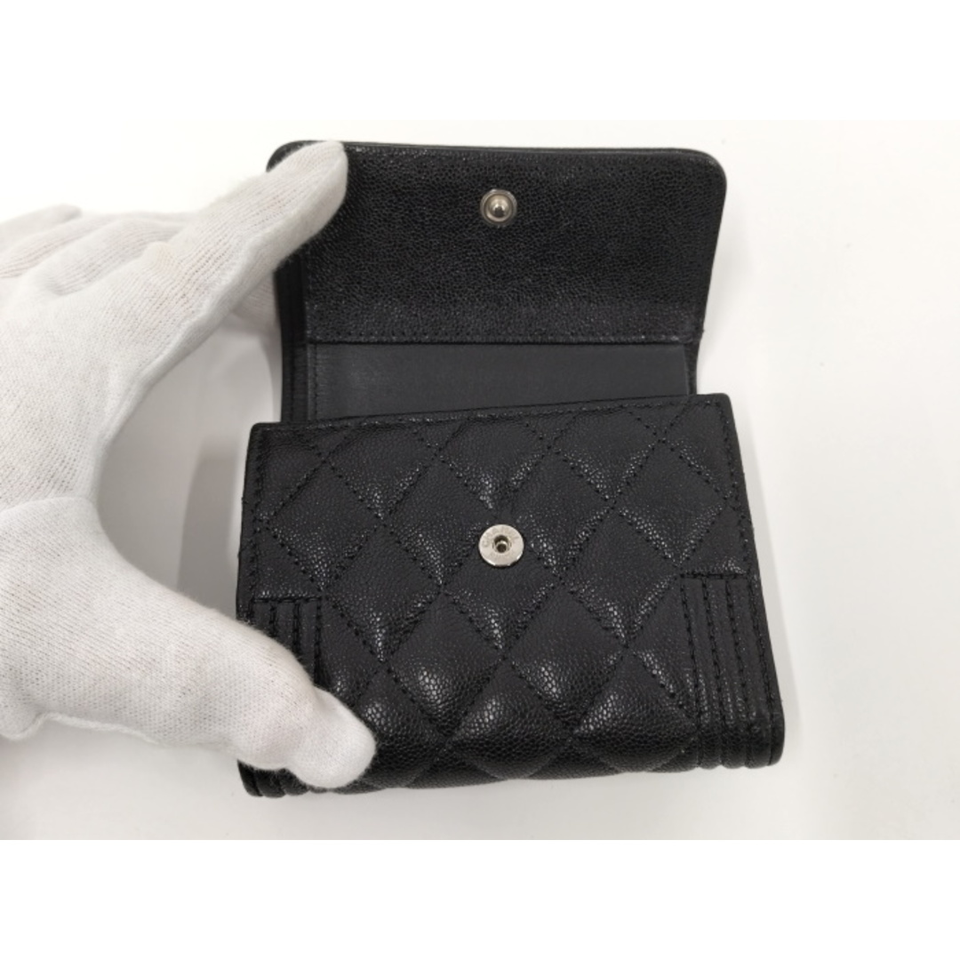 CHANEL(シャネル)のCHANEL 三つ折り 財布 ボーイシャネル ココマーク ロゴ レザー ブラック レディースのファッション小物(財布)の商品写真
