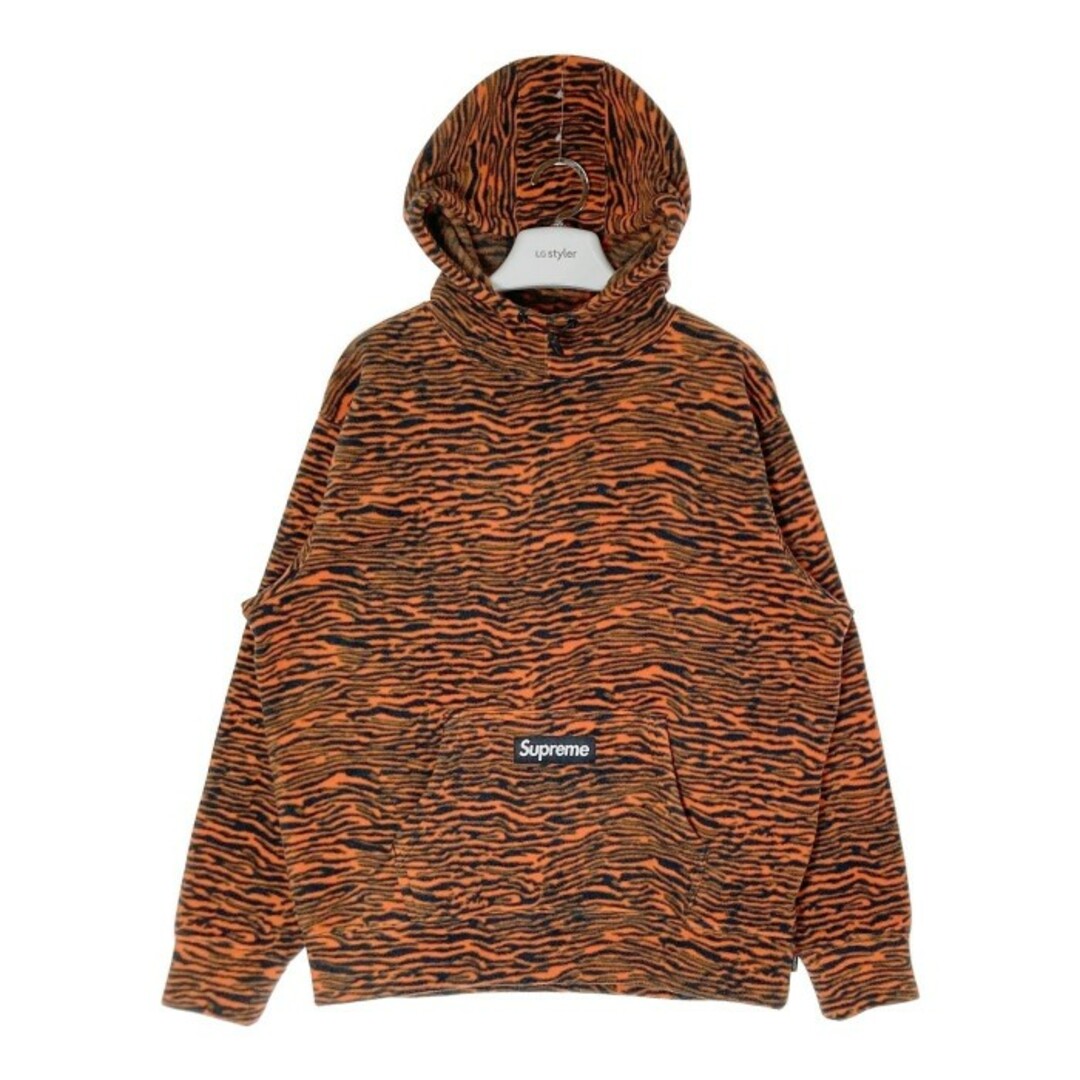 Supreme(シュプリーム)の★Supreme シュプリーム 21AW Logo Polartec Hooded Sweatshirt Tiger オレンジ×ブラック sizeM メンズのトップス(パーカー)の商品写真