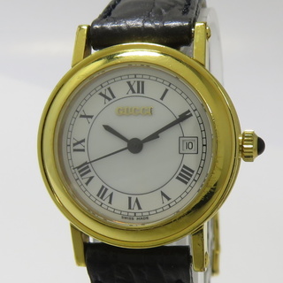 グッチ(Gucci)のGUCCI レディース 腕時計 クオーツ SS レザー ホワイト文字盤(腕時計)