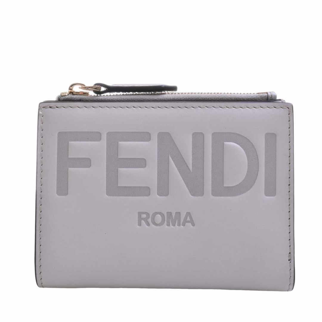 FENDI フェンディ レザー ロゴ 二つ折り コンパクト財布 8M0447 グレー byその他