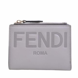 フェンディ(FENDI)の【中古】FENDI フェンディ レザー ロゴ 二つ折り コンパクト財布 8M0447 グレー by(その他)